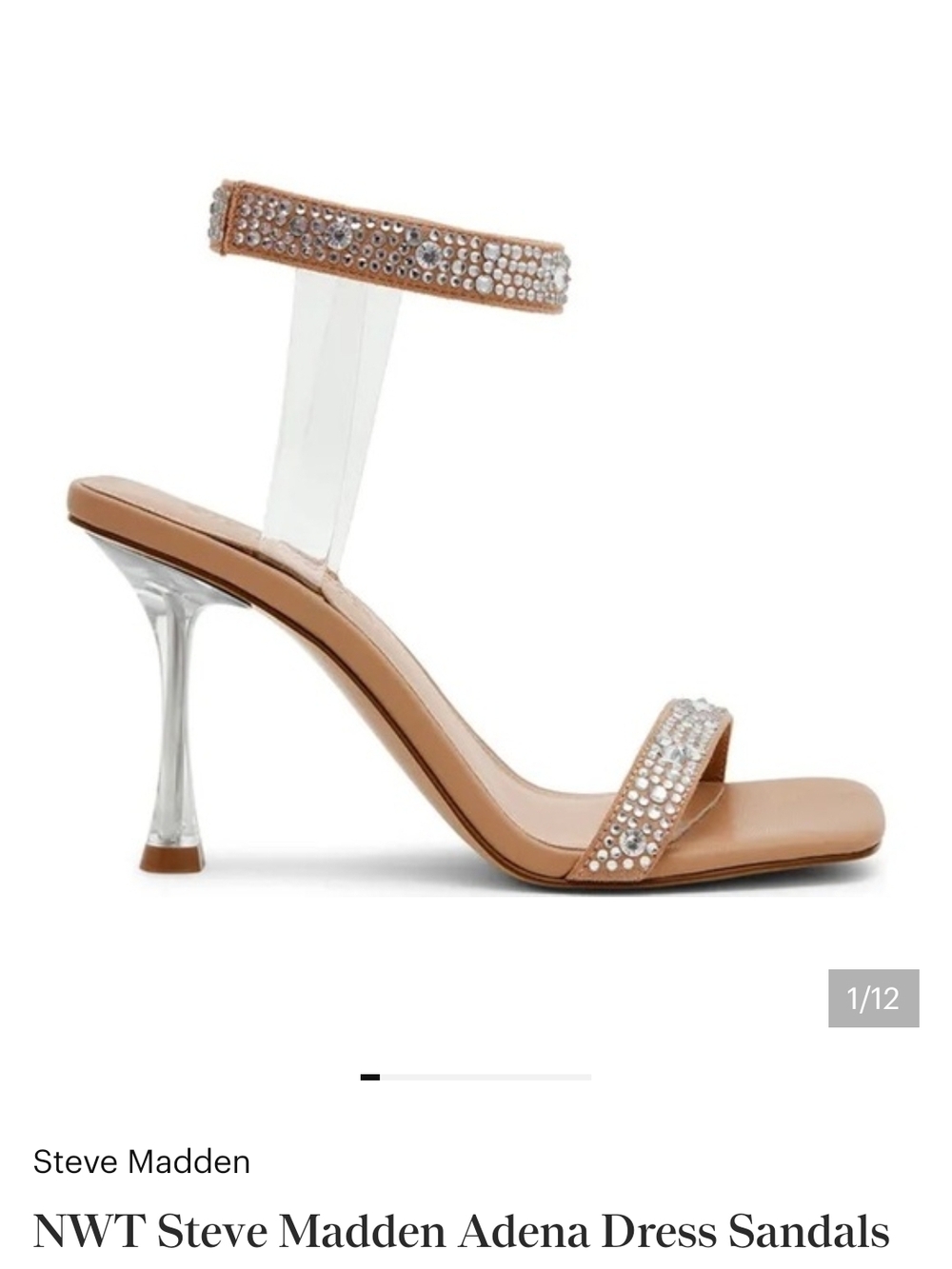 Steve Madden Tan Crystal Ankle-Strap Dress Sandals
